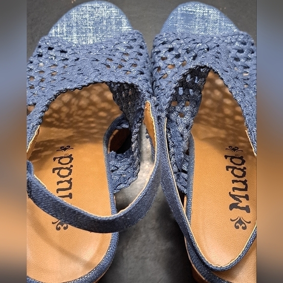 Mudd Blue Perforated Cork Wedge Sandal    Size 8.5 - Picture 4 of 13